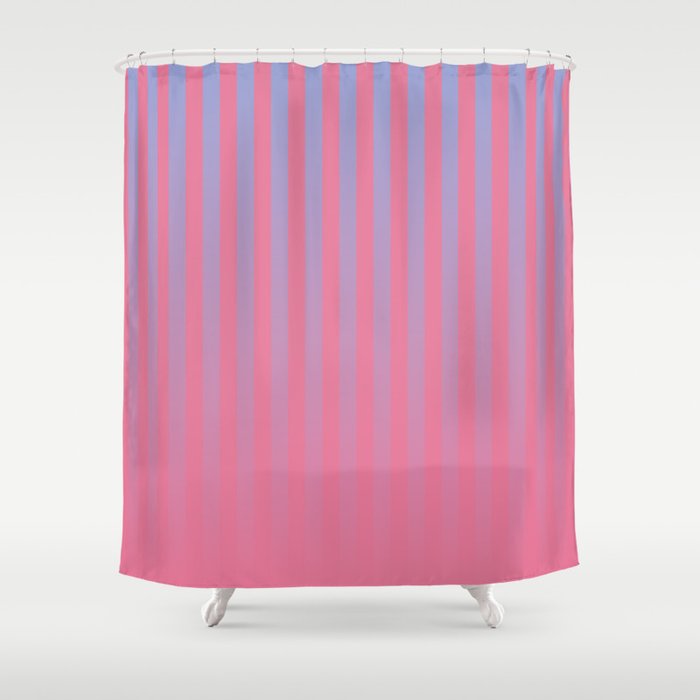 Dreamy Future Stripes in Gradient Pink and Ombre Blue Lavender Shower Curtain Gallery Image 1