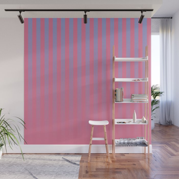 Dreamy Future Stripes in Gradient Pink and Ombre Blue Lavender Wall Mural Gallery Image 1