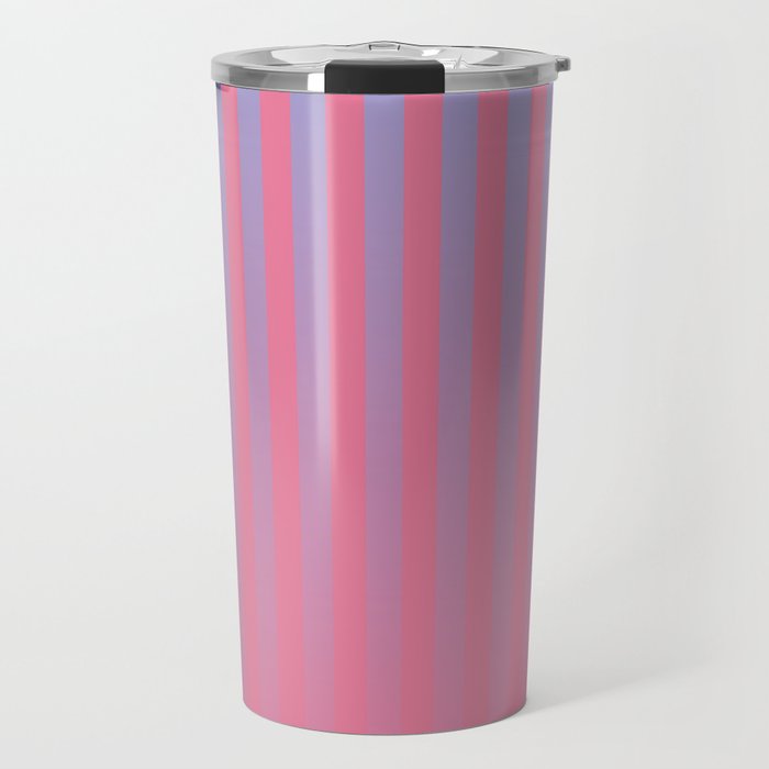 Dreamy Future Stripes in Gradient Pink and Ombre Blue Lavender Travel Mug Gallery Image 1
