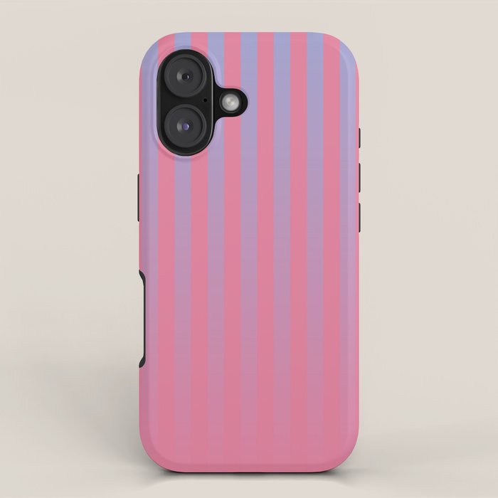 Dreamy Future Stripes in Gradient Pink and Ombre Blue Lavender iPhone Case Gallery Image 1