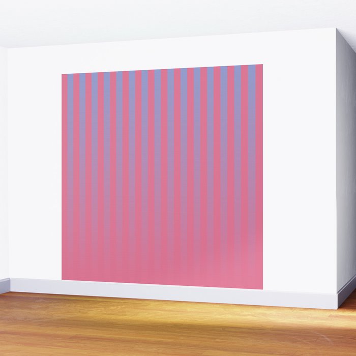 Dreamy Future Stripes in Gradient Pink and Ombre Blue Lavender Wall Mural Gallery Image 2