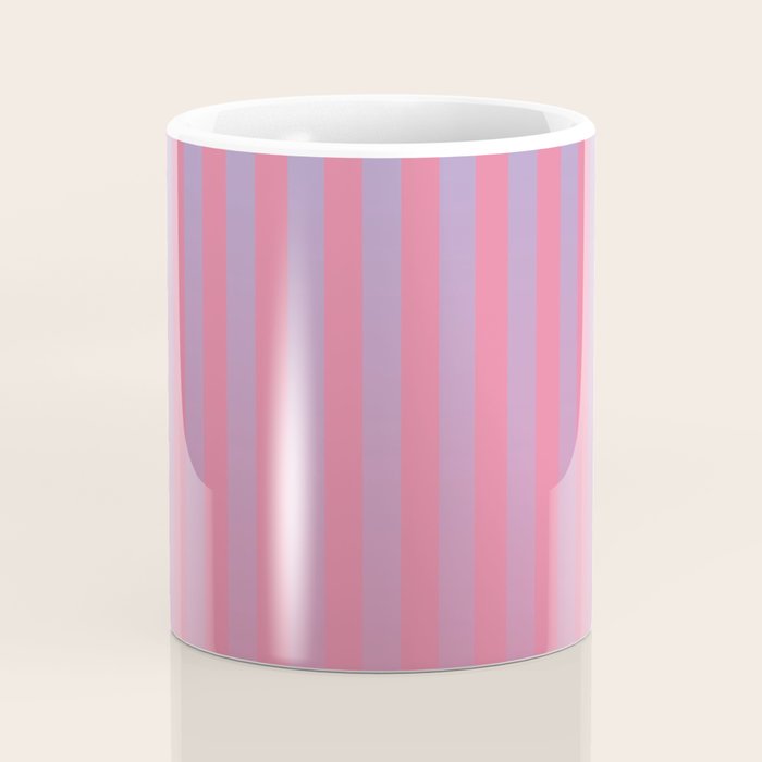 Dreamy Future Stripes in Gradient Pink and Ombre Blue Lavender Coffee Mug Gallery Image 4