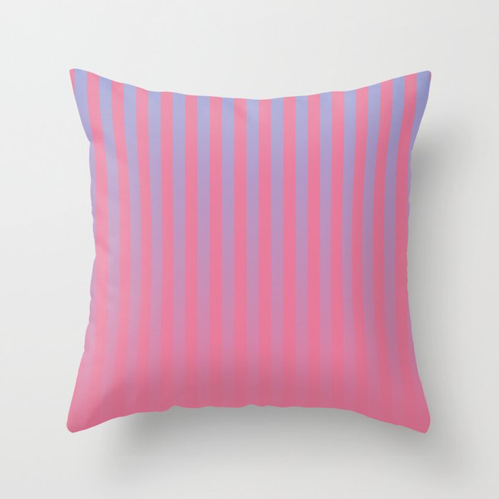 Dreamy Future Stripes in Gradient Pink and Ombre Blue Lavender Throw Pillow Gallery Image 1