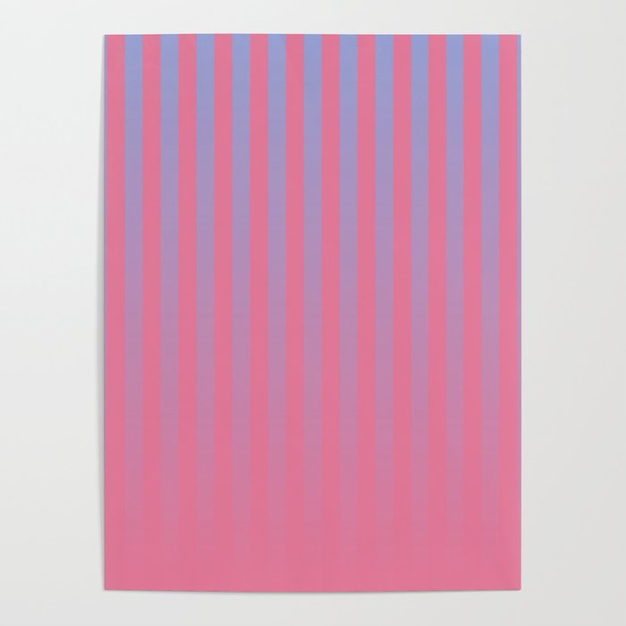 Dreamy Future Stripes in Gradient Pink and Ombre Blue Lavender Poster Gallery Image 4