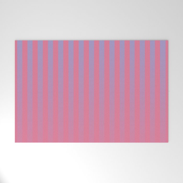 Dreamy Future Stripes in Gradient Pink and Ombre Blue Lavender Welcome Mat Gallery Image 1