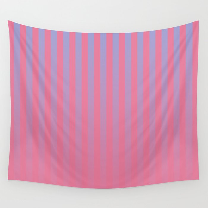 Dreamy Future Stripes in Gradient Pink and Ombre Blue Lavender Wall Tapestry Gallery Image 1
