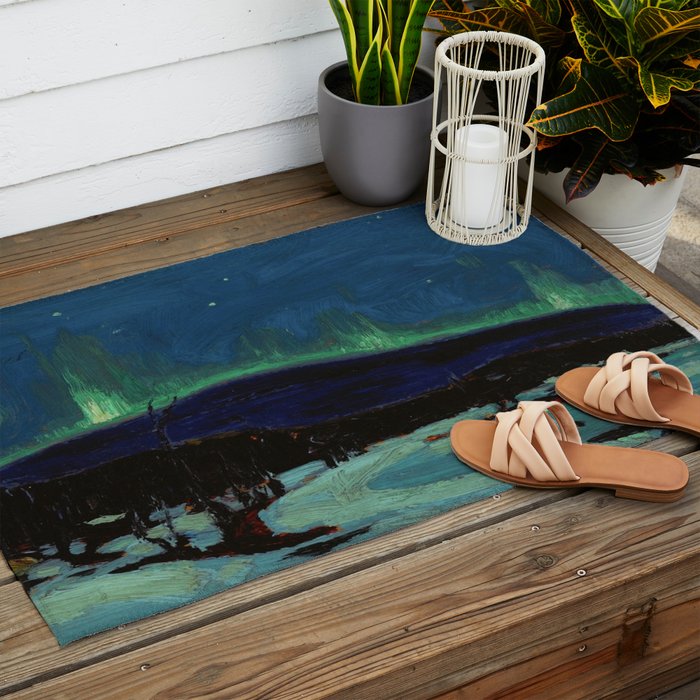 Tom Thomson Northern Lights Canadian Landscape Artist Outdoor Rug Gallery Image 2