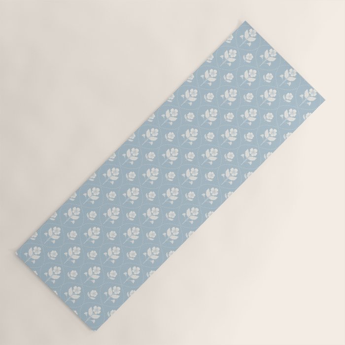Delicate Blue Floral Pattern Yoga Mat Gallery Image 1