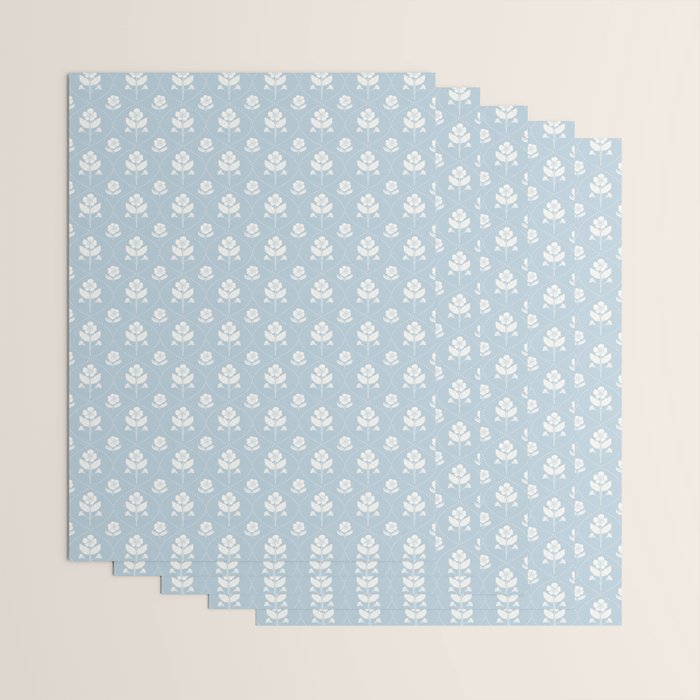 Delicate Blue Floral Pattern Wrapping Paper Gallery Image 3