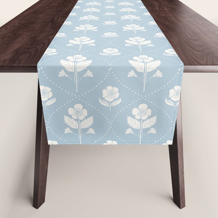 Delicate Blue Floral Pattern Table Runner Gallery Image 1