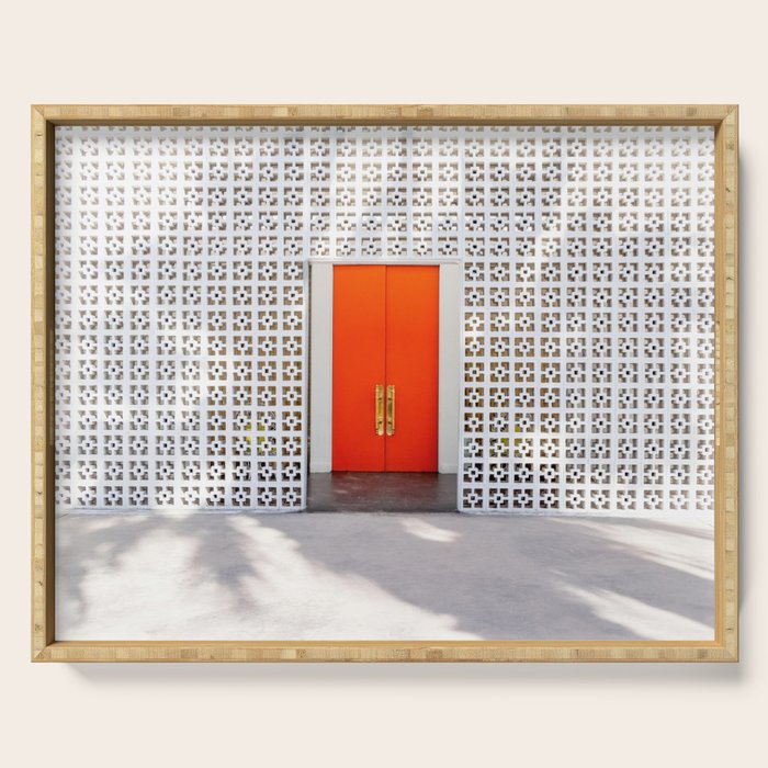 Parker Palm Springs Orange Doors with Palm Tree Shadow Serving Tray Gallery Image 1