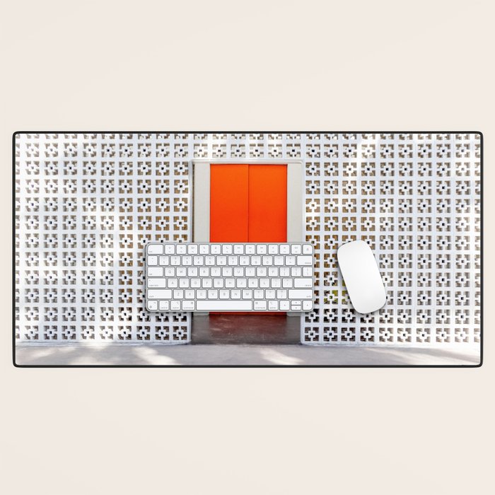 Parker Palm Springs Orange Doors with Palm Tree Shadow Desk Mat Gallery Image 1