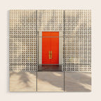 Parker Palm Springs Orange Doors with Palm Tree Shadow Wood Wall Art Gallery Image 1