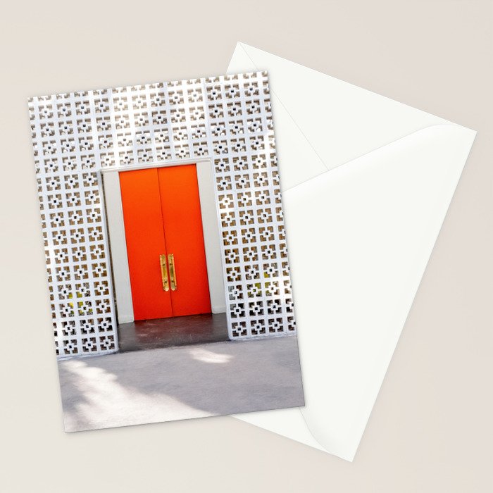 Parker Palm Springs Orange Doors with Palm Tree Shadow Stationery Card Gallery Image 2