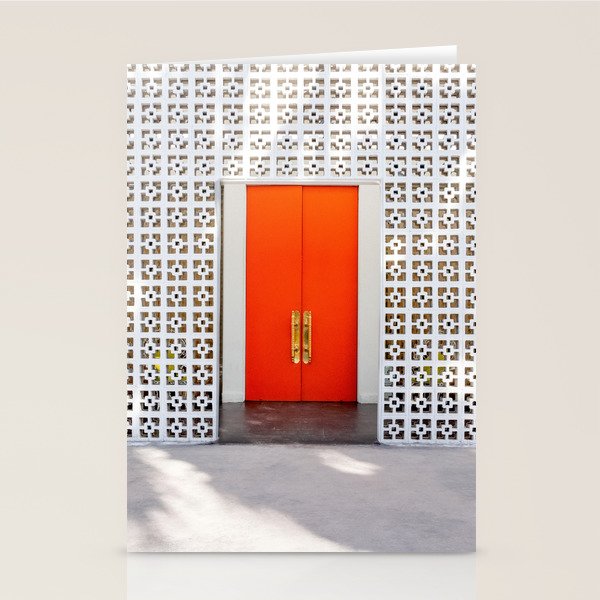 Parker Palm Springs Orange Doors with Palm Tree Shadow Stationery Card Gallery Image 1