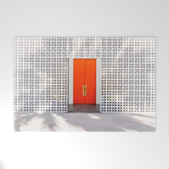 Parker Palm Springs Orange Doors with Palm Tree Shadow Welcome Mat Gallery Image 1