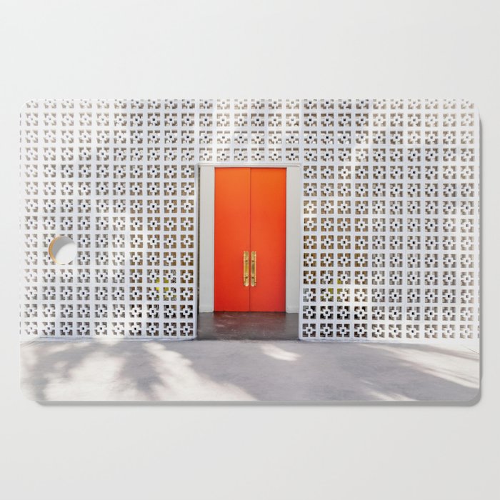 Parker Palm Springs Orange Doors with Palm Tree Shadow Cutting Board Gallery Image 1