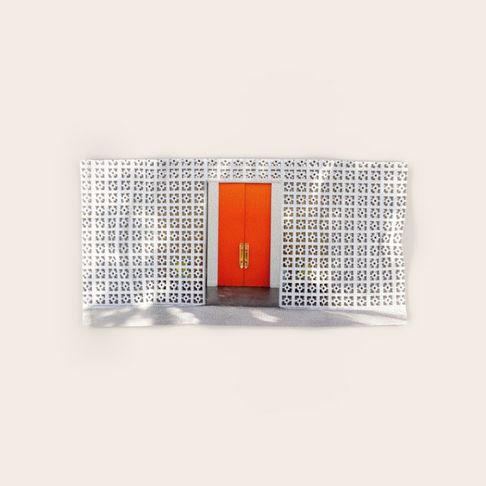 Parker Palm Springs Orange Doors with Palm Tree Shadow Bath Towel Gallery Image 1