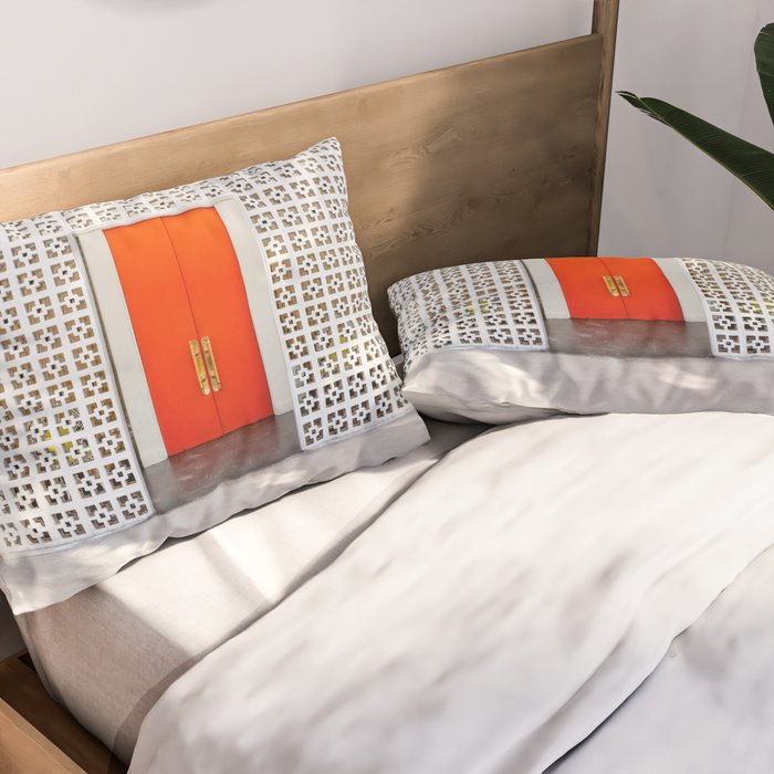 Parker Palm Springs Orange Doors with Palm Tree Shadow Pillow Sham Gallery Image 2
