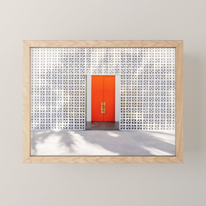 Parker Palm Springs Orange Doors with Palm Tree Shadow Mini Art Print