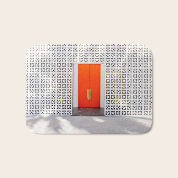 Parker Palm Springs Orange Doors with Palm Tree Shadow Bath Mat Gallery Image 1