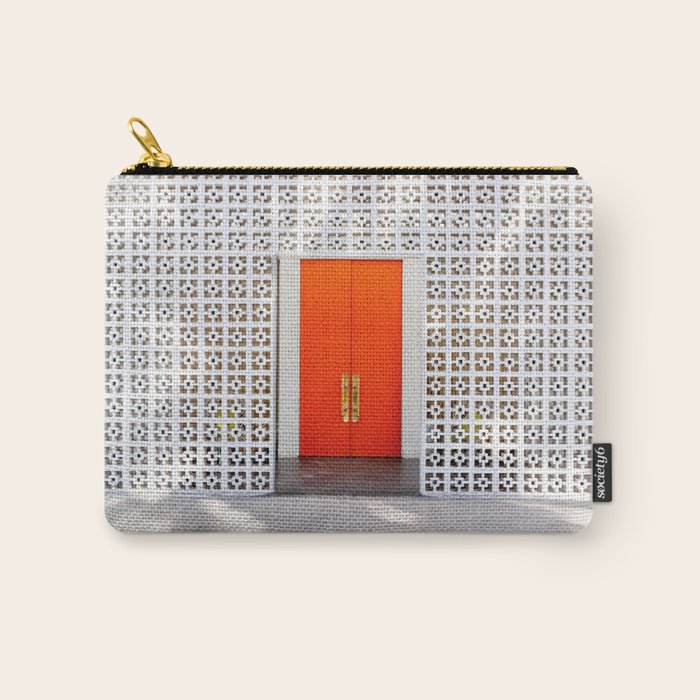 Parker Palm Springs Orange Doors with Palm Tree Shadow Carry All Pouch Gallery Image 1