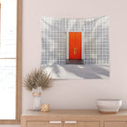 Parker Palm Springs Orange Doors with Palm Tree Shadow Wall Tapestry Gallery Image 2