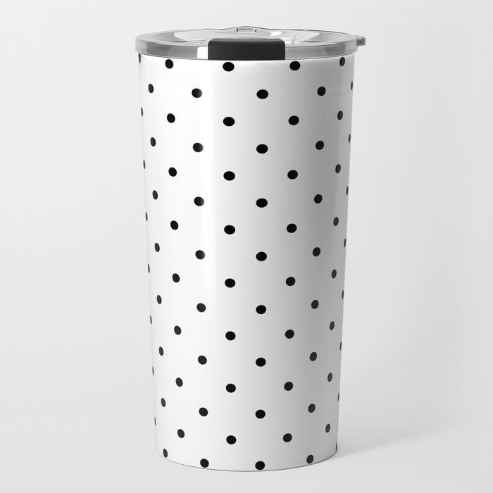 White & Black Polka Dots  Travel Mug Gallery Image 1