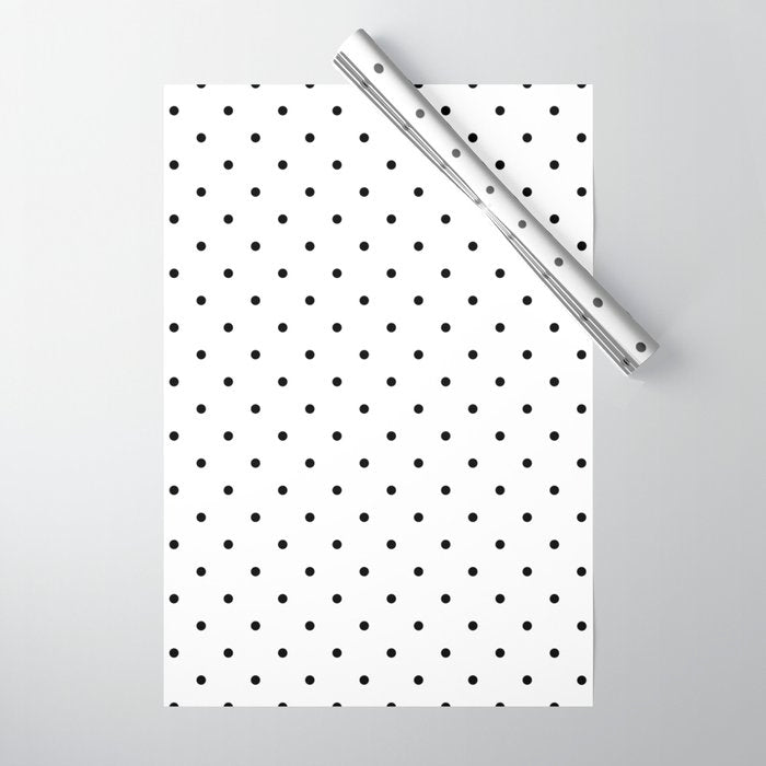 White & Black Polka Dots  Wrapping Paper Gallery Image 1