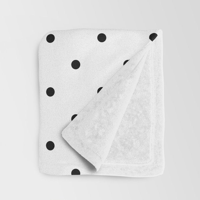 White & Black Polka Dots  Throw Blanket Gallery Image 3