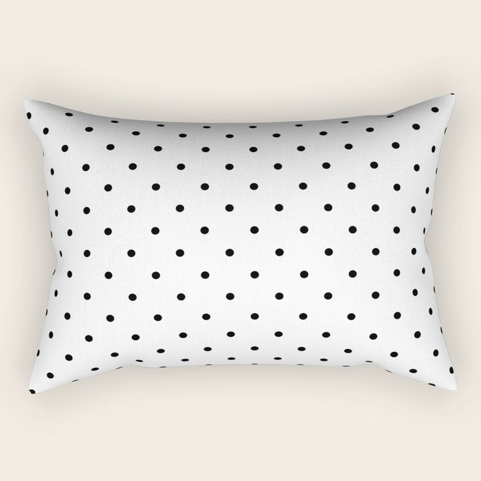 White & Black Polka Dots  Rectangular Pillow Gallery Image 2