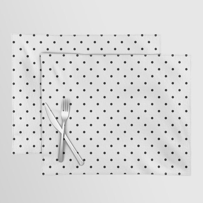 White & Black Polka Dots  Placemat Gallery Image 1