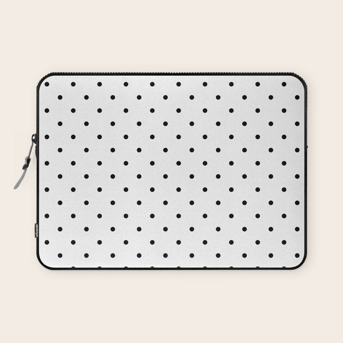 White & Black Polka Dots  Laptop Sleeve Gallery Image 1
