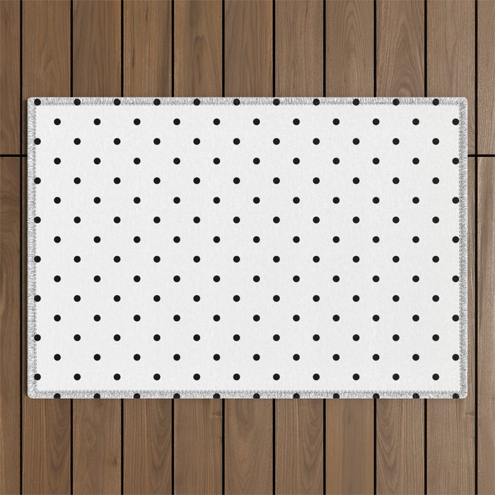 White & Black Polka Dots  Outdoor Rug
