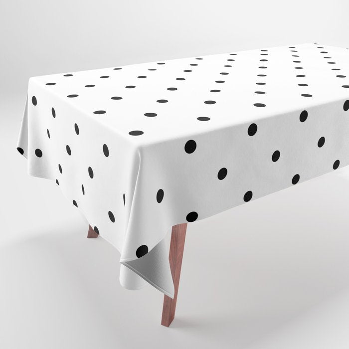 White & Black Polka Dots  Tablecloth Gallery Image 1