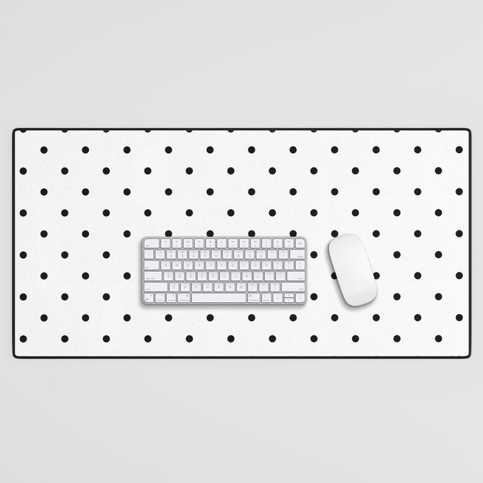 White & Black Polka Dots  Desk Mat Gallery Image 1