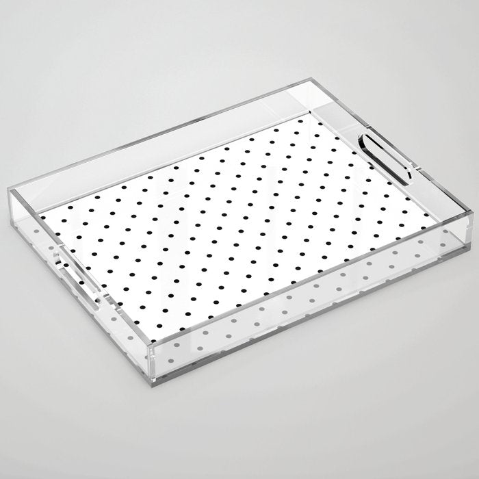 White & Black Polka Dots  Acrylic Tray Gallery Image 1