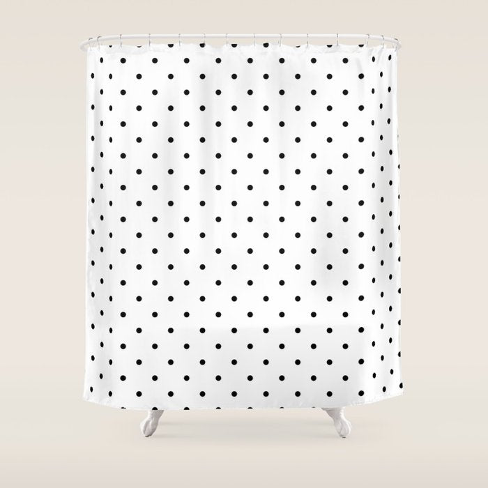 White & Black Polka Dots  Shower Curtain Gallery Image 1