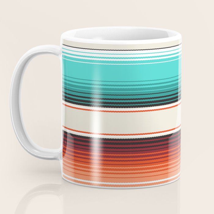 Navajo White, Turquoise and Burnt Orange Southwest Serape Blanket Stripes Coffee Mug Gallery Image 3