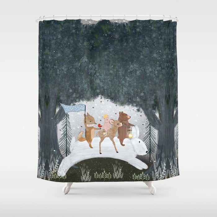 the winter bunny Shower Curtain Gallery Image 1