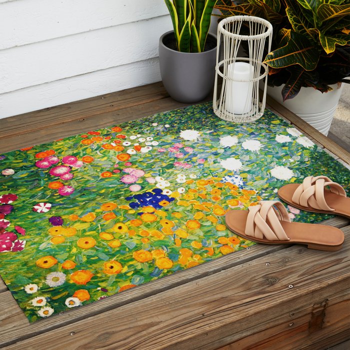 Gustav Klimt "Flower garden" Outdoor Rug Gallery Image 2