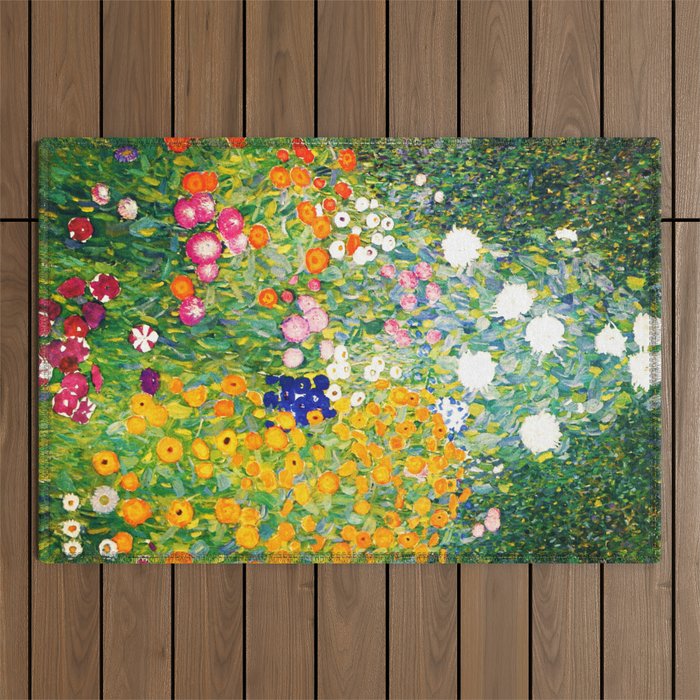 Gustav Klimt "Flower garden" Outdoor Rug Gallery Image 1