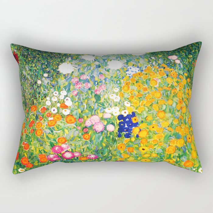 Gustav Klimt "Flower garden" Rectangular Pillow Gallery Image 1