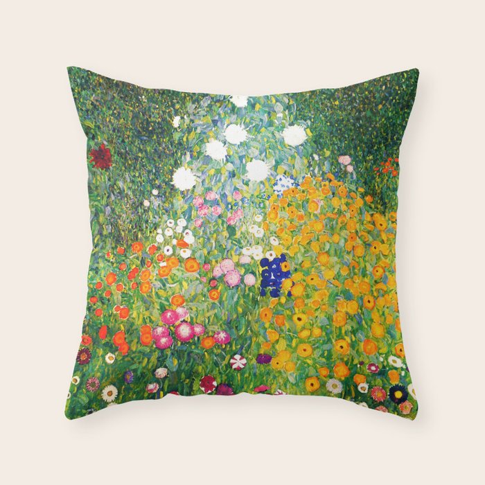 Gustav Klimt "Flower garden" Throw Pillow Gallery Image 6
