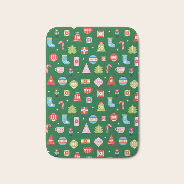 Merry & Bright Christmas | Green Bath Mat Gallery Image 1
