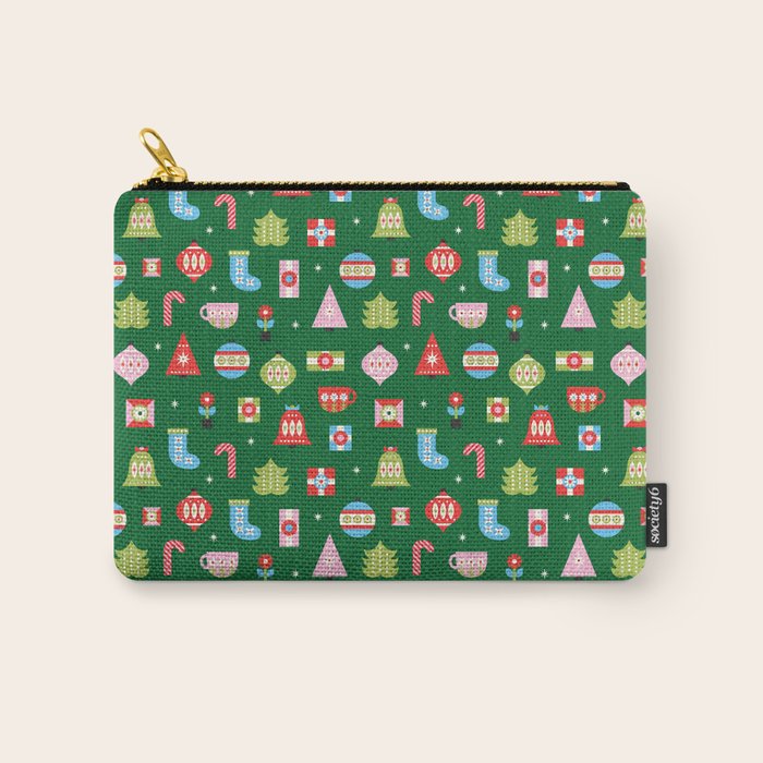 Merry & Bright Christmas | Green Carry All Pouch Gallery Image 1