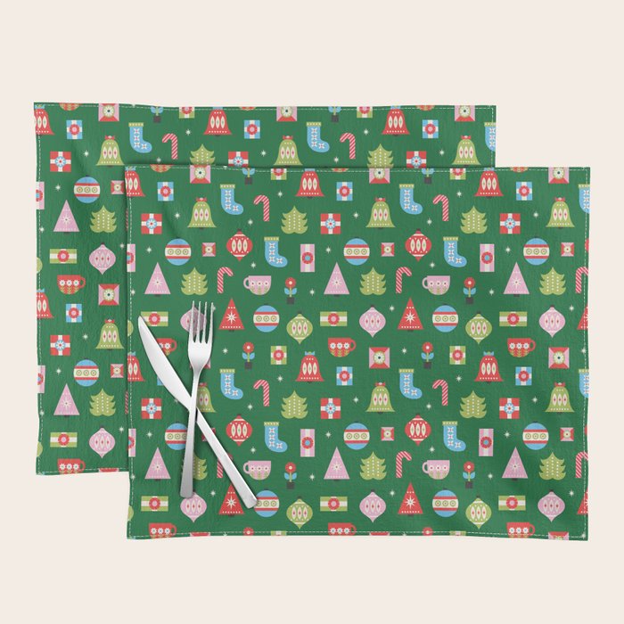 Merry & Bright Christmas | Green Placemat Gallery Image 1