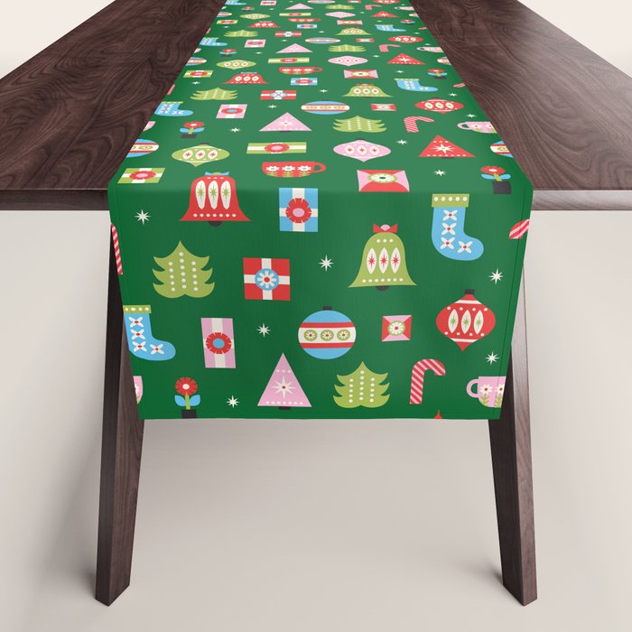 Merry & Bright Christmas | Green Table Runner Gallery Image 1