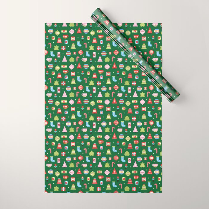 Merry & Bright Christmas | Green Wrapping Paper Gallery Image 1