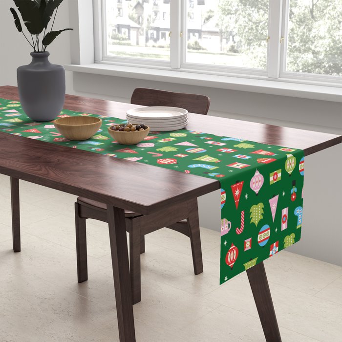Merry & Bright Christmas | Green Table Runner Gallery Image 2